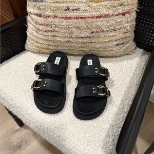 Steve Madden Black Double-Buckle Sandals